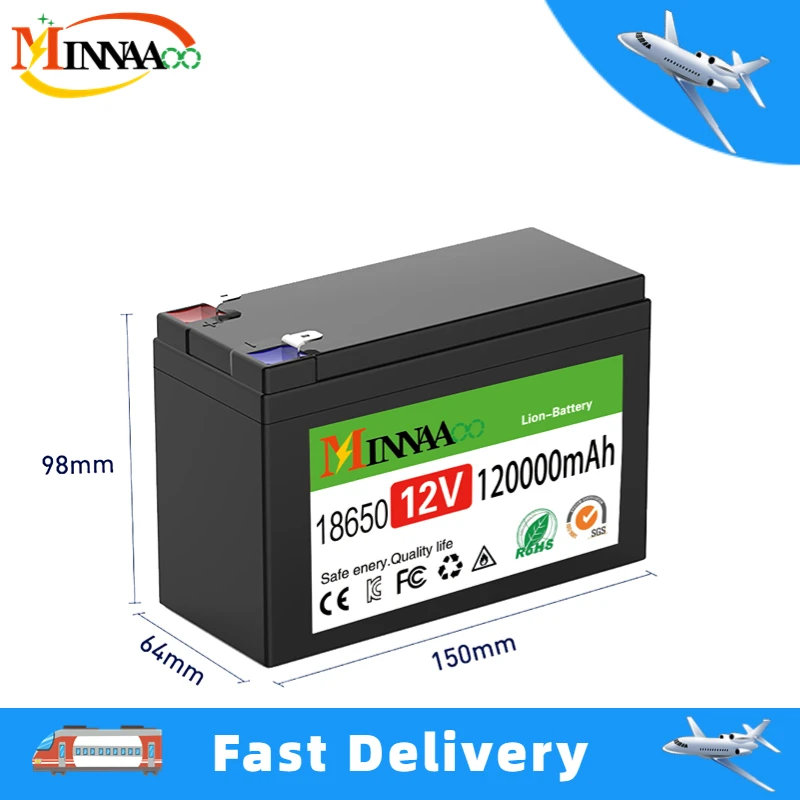 

New 12V 45Ah 50Ah 100Ah 120Ah lithium Battery Pack Lithium Iron Phosphate Batteries Built-in BMS For Solar Boat+12.6V Charger