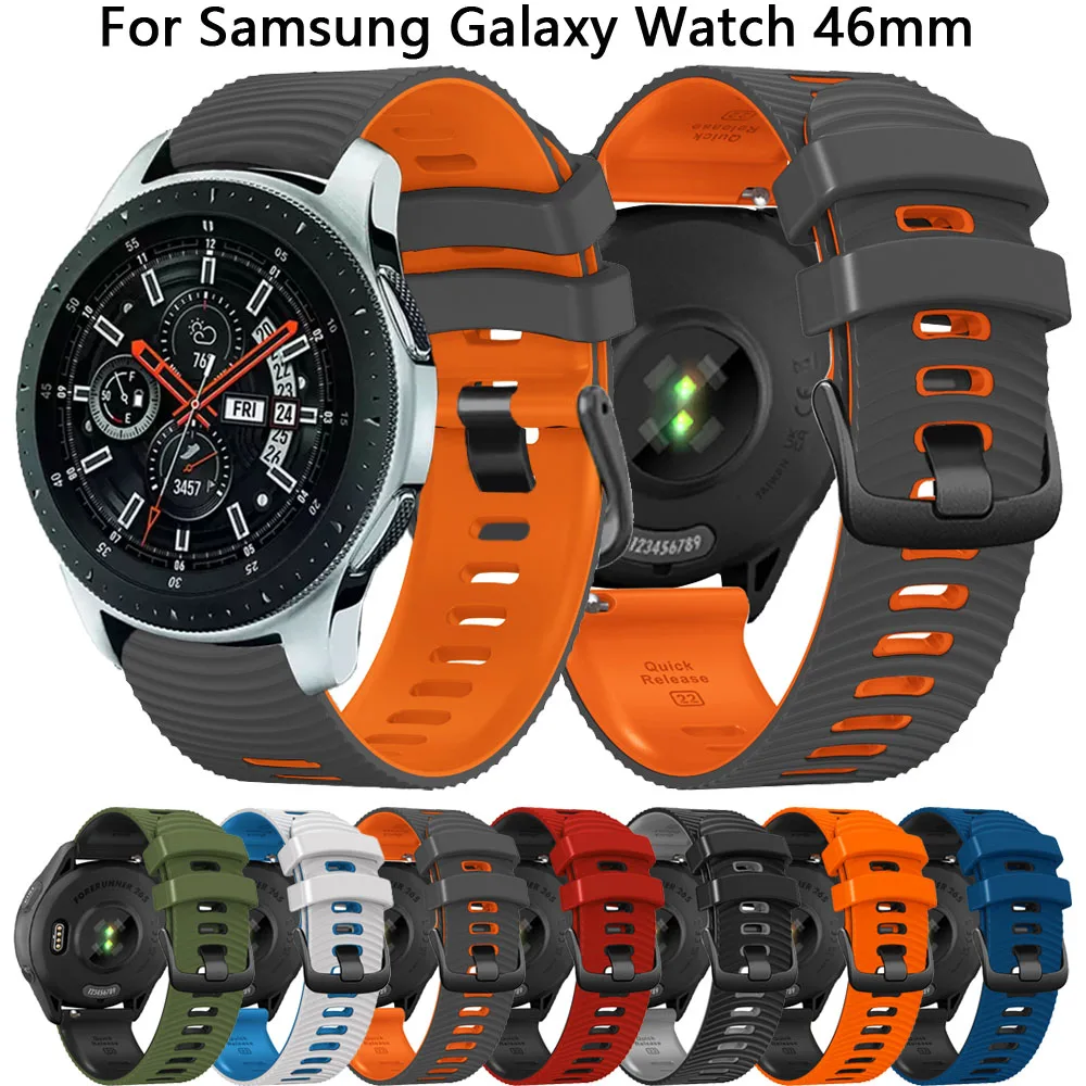 Силиконовый ремешок 22 мм для Samsung Galaxy Watch 46 SM-R800 браслет 3 45 Gear S3 Frontier Classic