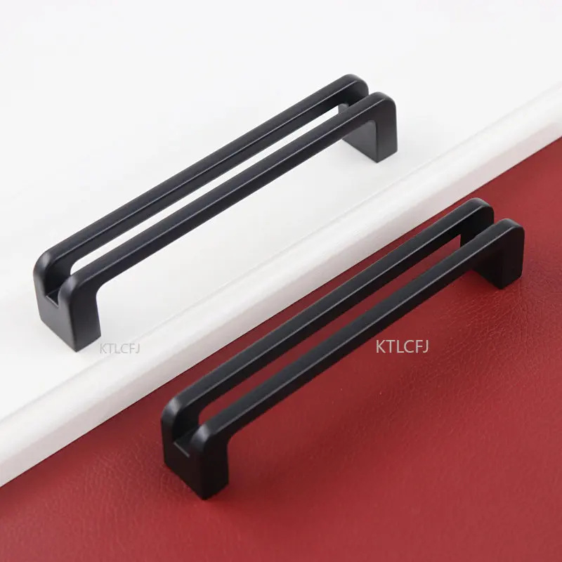 

Zinc Alloy Wardrobe Door Knob Modern Cupboard Kitchen Hardwares Square Black Barn Door Pull Cabinet Drawer Pulls wardrobe knob
