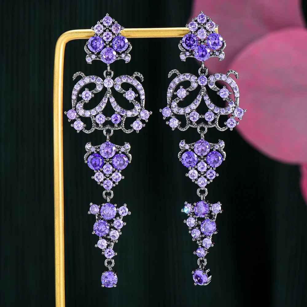 Женские длинные серьги Siscathy, роскошные ювелирные украшения для выпусквечерние вечера с фианитами