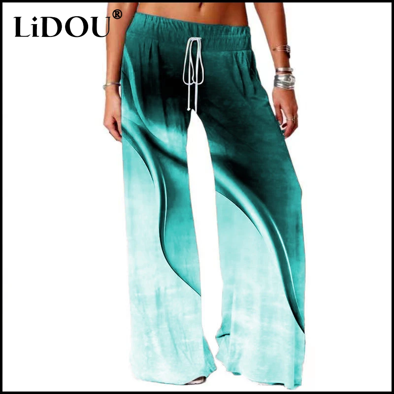 

Women Street Style Harajuku Straight Wide Leg Sports Full Length Pants Rocker Chic Style Y2K Gradients Casual Loose Trousers