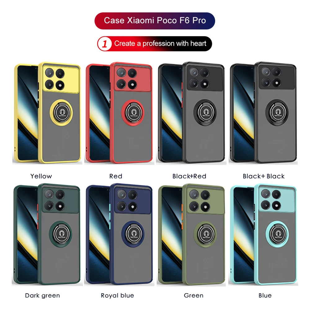Противоударный армированный матовый чехол для Xiaomi POCO F5 F6 X6 Pro 5G подставка с