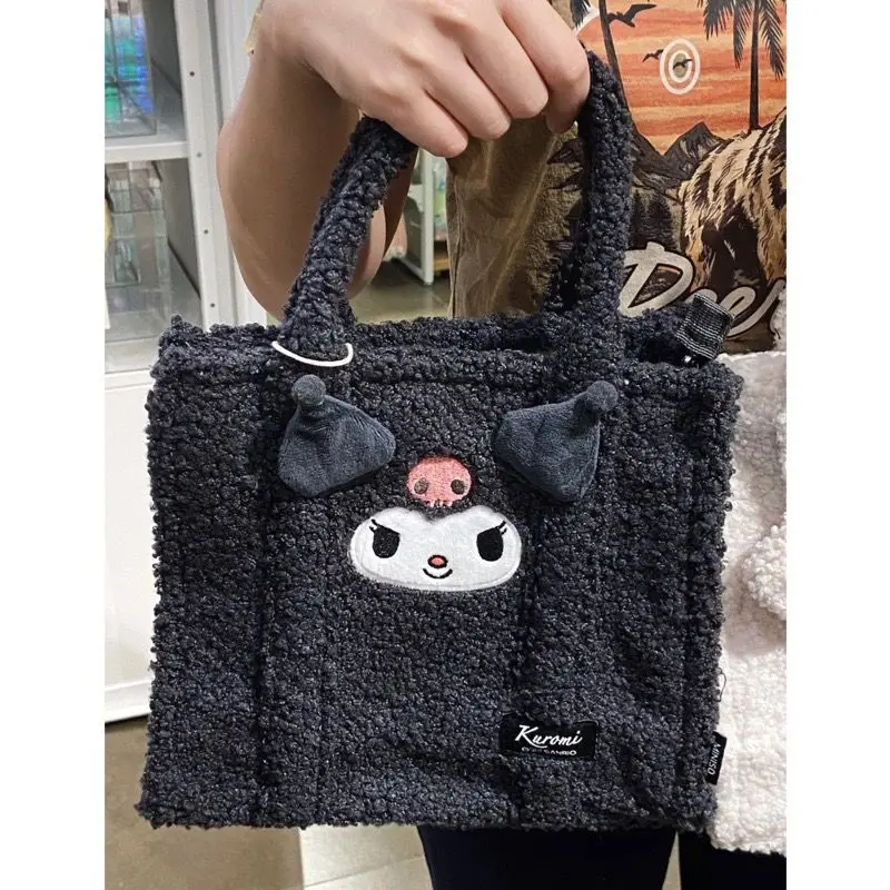 

Kawaii Sanrioed Kuromi Cinnamoroll Plush Shoulder Bag for Women Cute Casual Large Capacity Handbag Inclined Shoulder Bag Gift