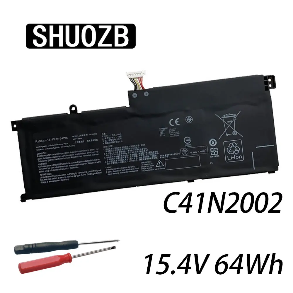 SHUOZB 15.4V C41N2002 Laptop Battery For ASUS ZenBook Pro 15 UX535L UX535LH UX535LI UX535LI-WB723R UX535LI-XH77T 4ICP7/54/64