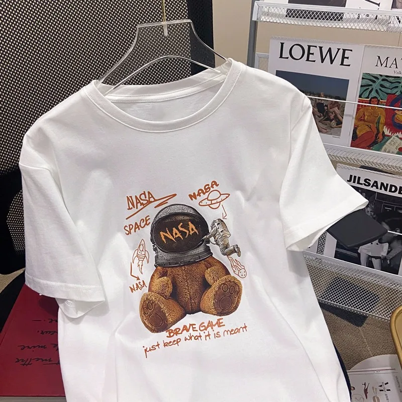 

Cotton New Korean T-shirt Women's Short-sleeved Summer Loose All-match Casual Top Cartoon Kawaii Clothes Graphic Tee Women