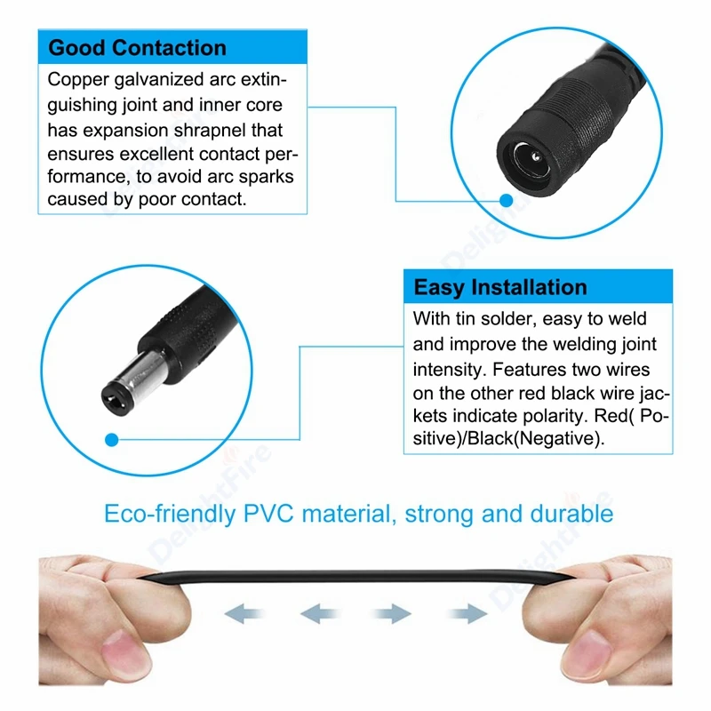 5.5mm 2.1mm 1 To 2/3/4/5/6/8 Way DC Power Splitter Cable 5V 12V Power Adapter Connector Cord For LED Strip Lights CCTV Camera