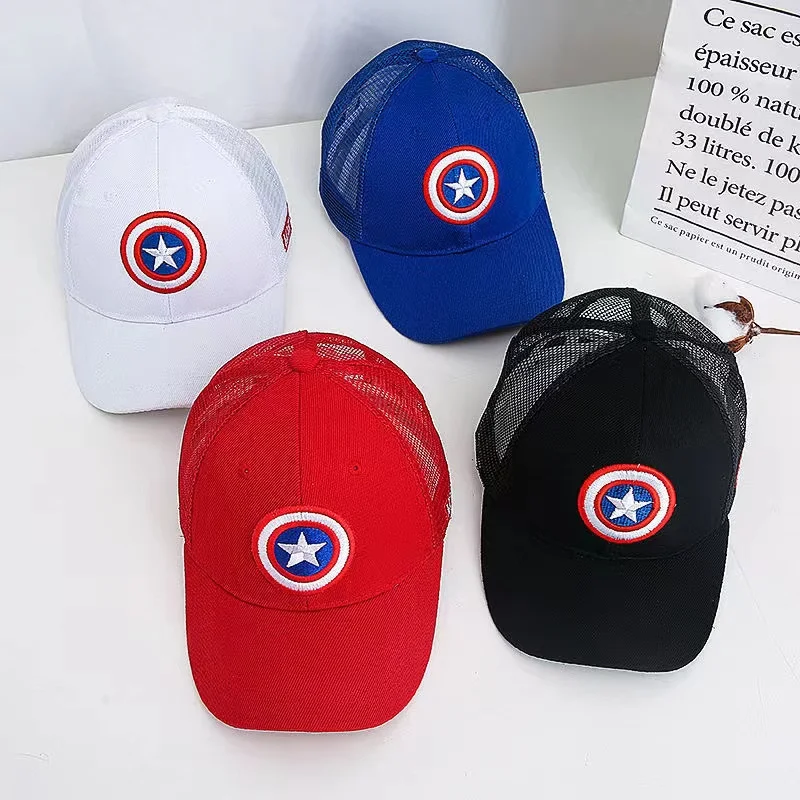 

Кепка с вышивкой для мальчиков и девочек, Детская уличная бейсболка с героями мультфильма «Капитан Америка», в стиле Disney