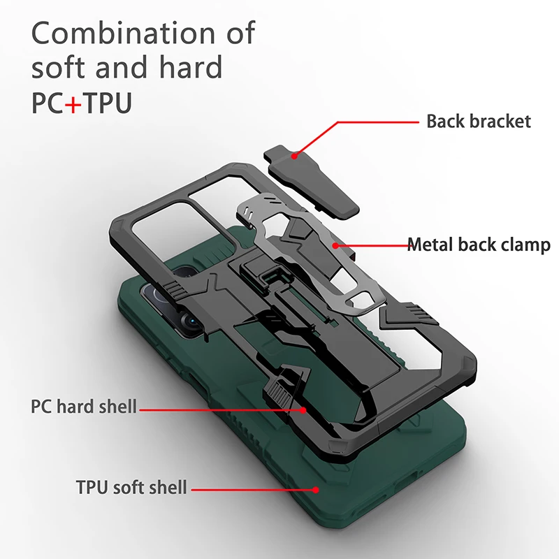 shockproof back clip phone case for xiaomi poco 10t lite x3 pro nfc bracket protective cover for xiaomi poco m3 pro 5g m4 pro f3 free global shipping