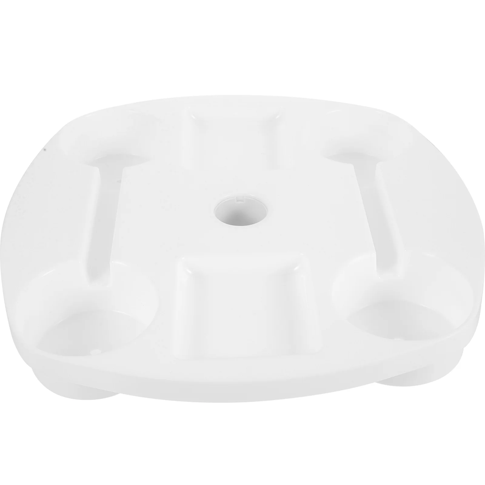 

White Umbrella Beach Tray Patio Table Small For Drink Holders Plastic Tube Snack Compartments