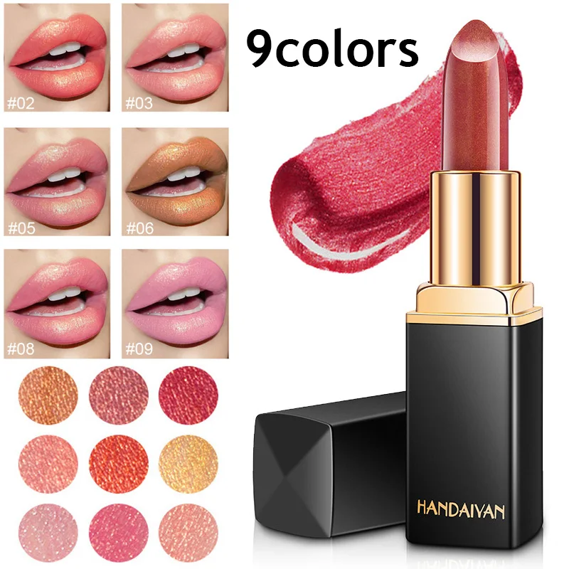 

Lips Makeup Waterproof Glitter Lipstick Long Lasting Pigment Nude Pink Red Gold Mermaid Shimmer Lipsticks Lip Make Up Cosmetic