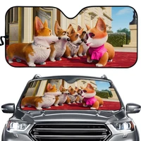 hot movie the queens corgi print uv protect foldable front windshield sunshade durable car accessories car windshield sun shade