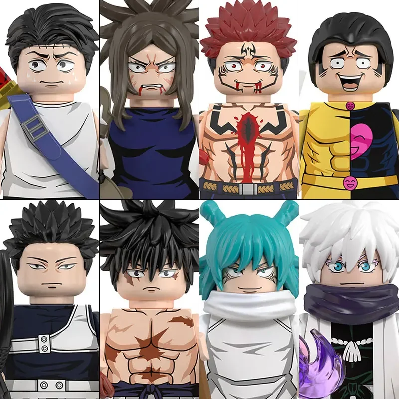 Фото Конструктор Jujutsu Kaisen, 48 деталей, мини-фигурки Годжо Сатору, Итадори Юдзи, Рёмен, рождественский подарок для детей, аксессуары №3