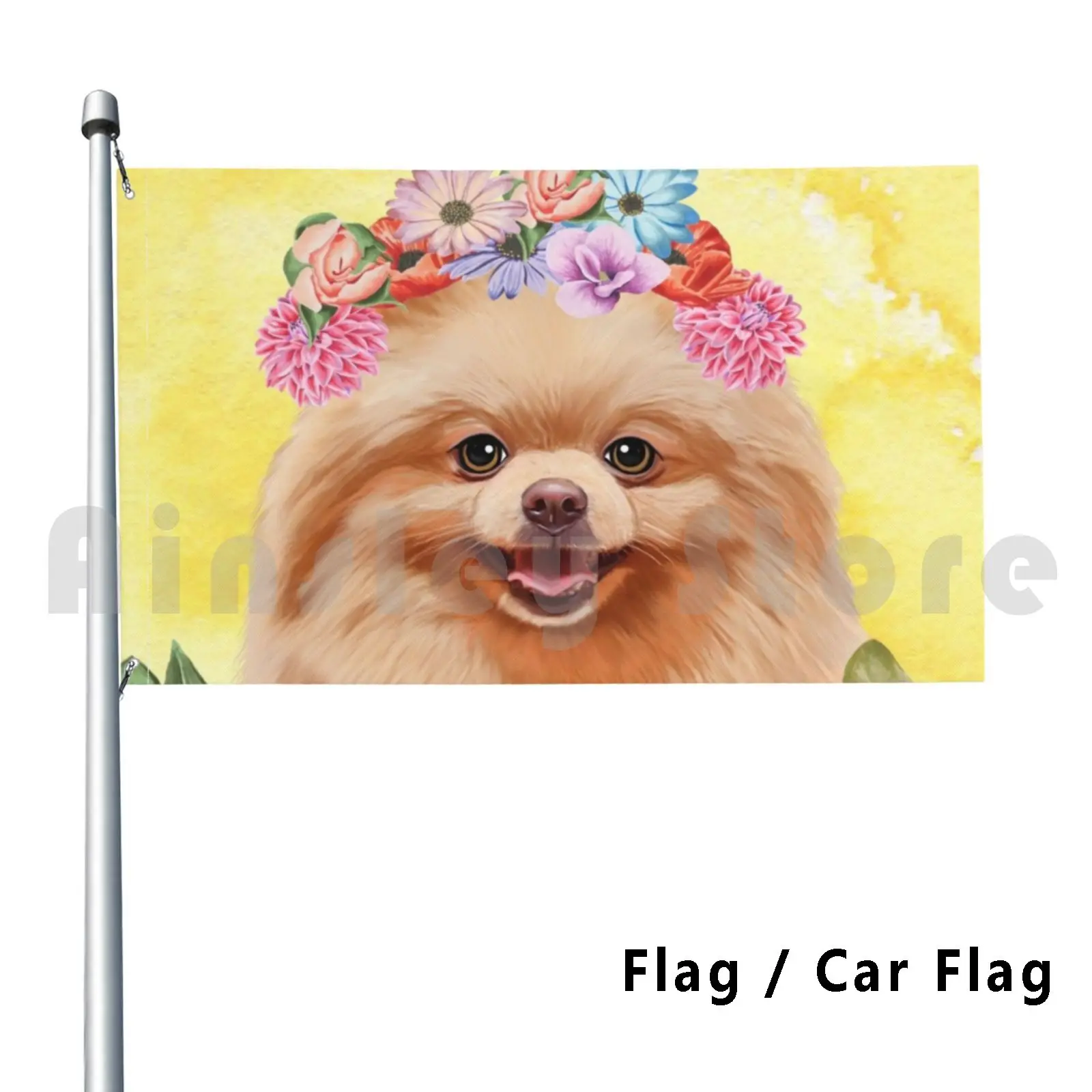 

Flag Car Flag Pomeranian Dog With Flowers Spring 2378 Pomeranian Dog Animal Pet Flowers Nature Pom