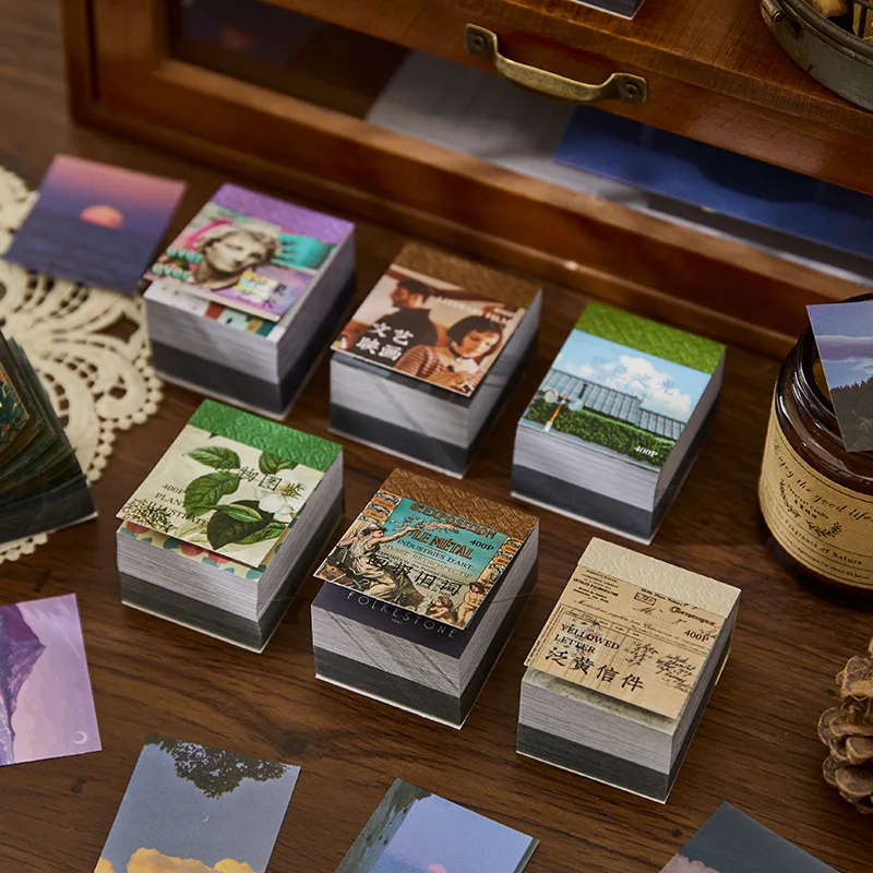 

400 Sheets Sulfuric Acid Paper Material Book Everything Time Series Vintage Handbook DIY Decorative Base Craft Origami Texture