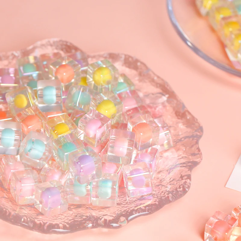 

Cute Colorful Beads In The Bead Square Straight Hole Scattered Beads DIY Hand-made Beaded Necklace Bracelet Material Accessories