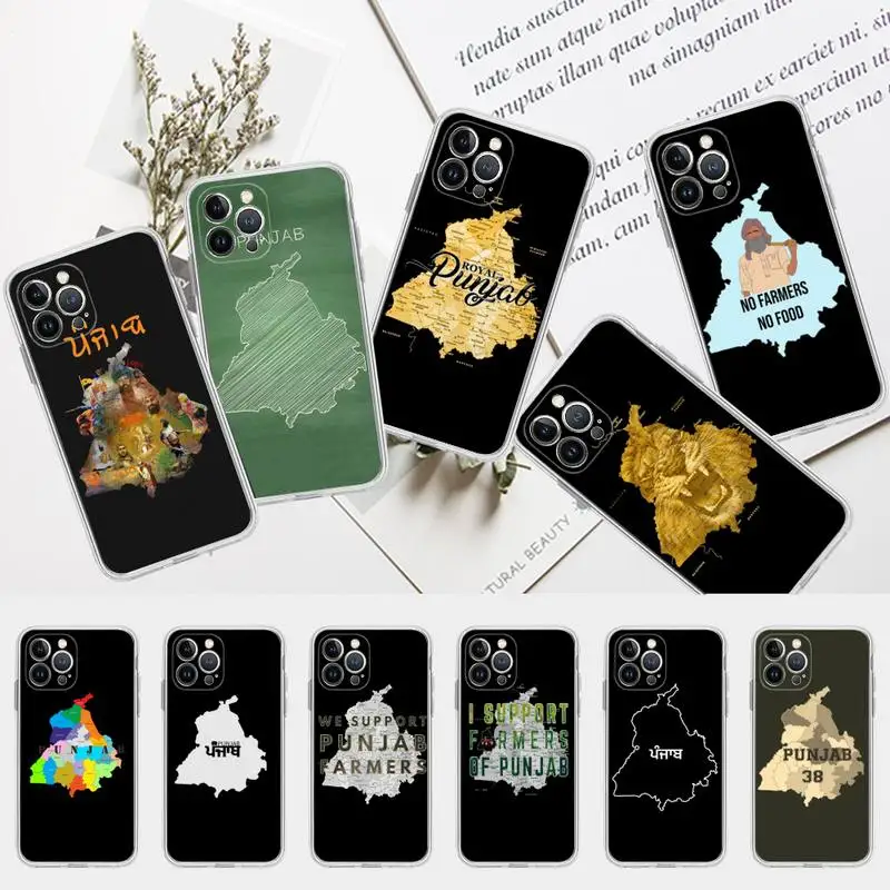 

Punjab Map Phone Case Silicone Soft for iphone 14 13 12 11 Pro Mini XS MAX 8 7 6 Plus X XS XR Cover