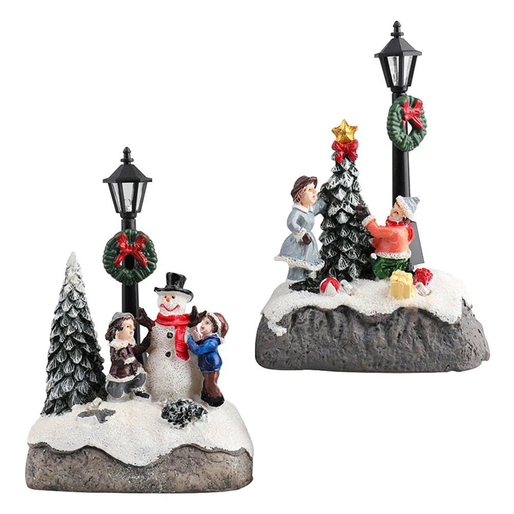 

Christmas Statue Village Santa Figurine Fireplace Centerpieces Tablefigurines Scene Street Lamphouses Town Funny Snow Buildings