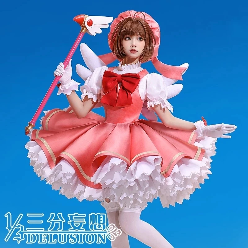 

Костюм для косплея COS-KiKi аниме кардкаптор Сакура КИНОМОТО сакура красный белый боевой костюм милое платье Униформа костюм для косплея женский костюм для вечеринки