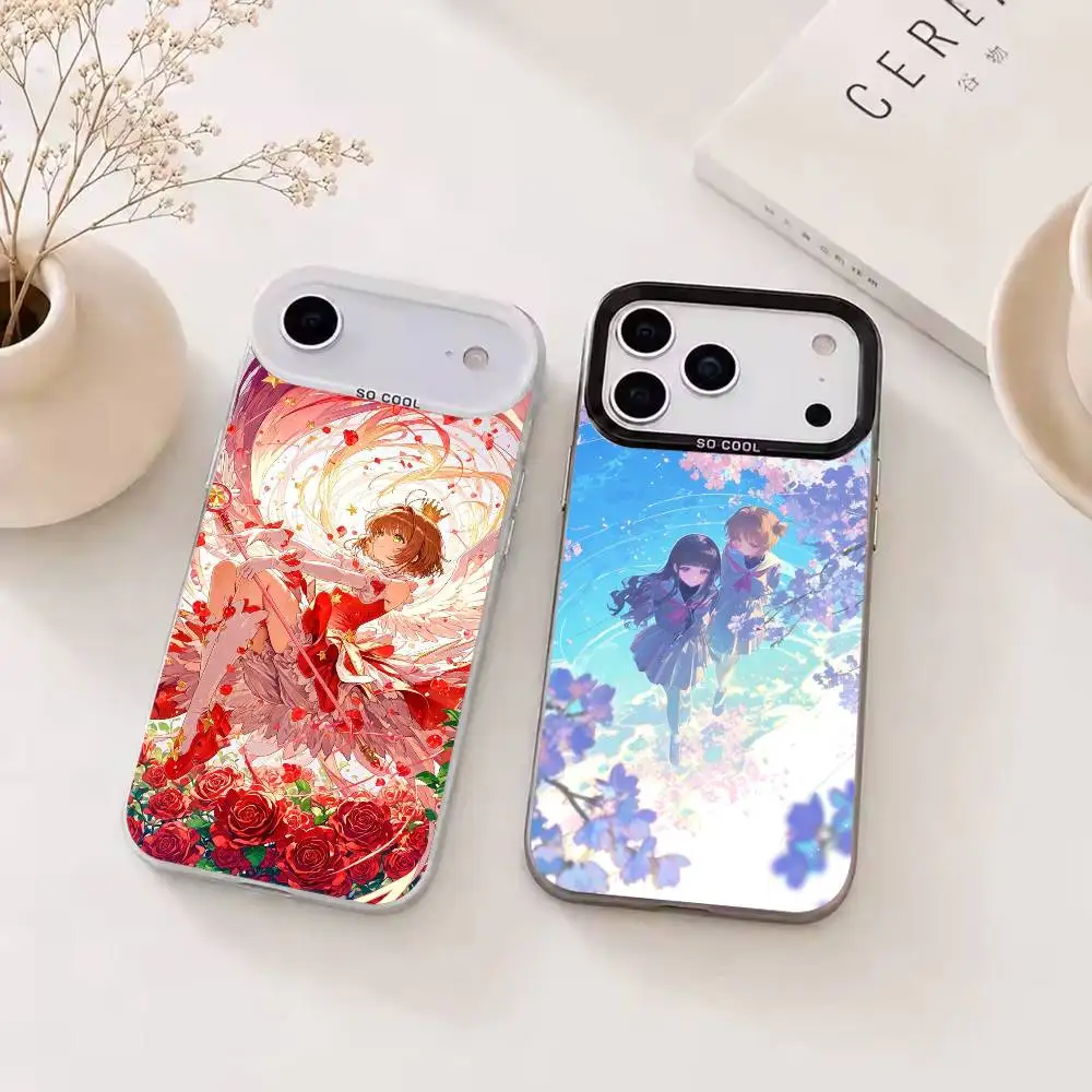Фото Аниме C-Cardcaptor S-Sakura Цветной серебристый чехол для iPhone 17 16 15 14 13 12 11 Pro Max с бампером №1