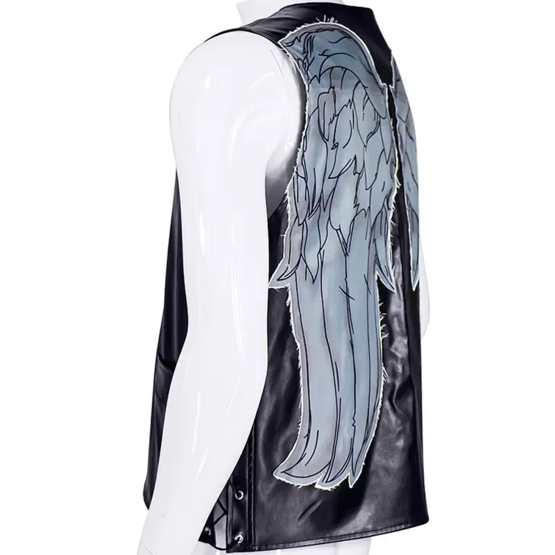 Черная кожаная жилетка с рисунком из мультфильма ужасы ТВ Ходячие мертвецы