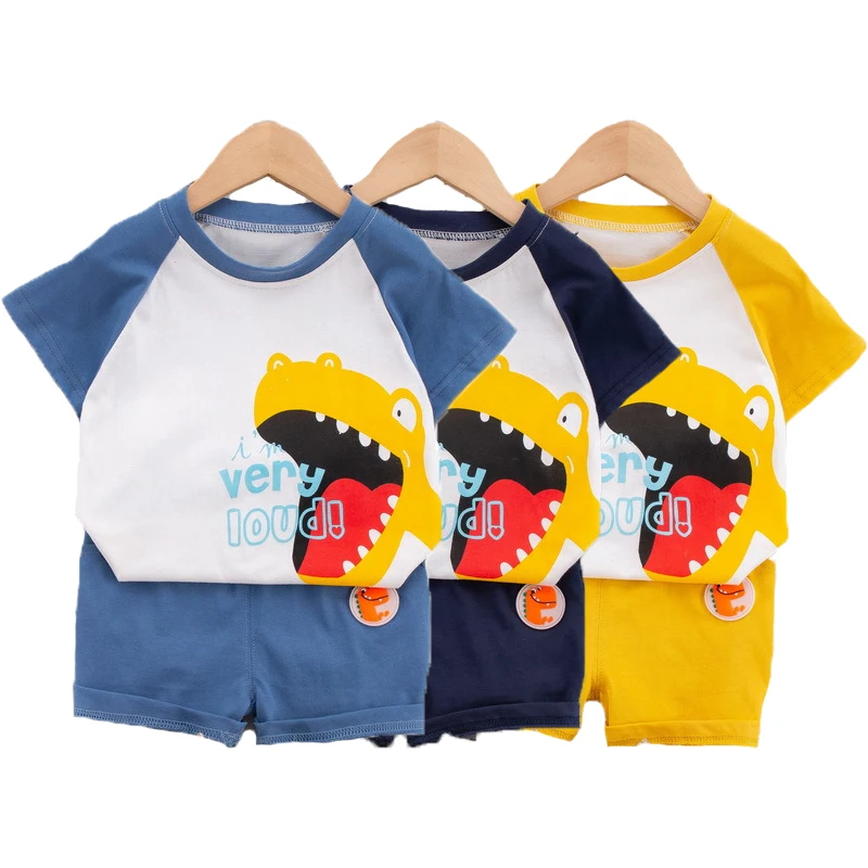 

2022 Summer Baby Boys Clothing Set Dinosaur Pure Cotton Casual T-shirt Pants 2Pcs Boy Clothing Set Children Cozy Kids Clothes