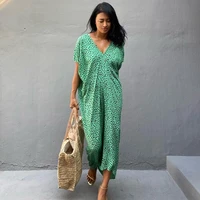 sexy v neck vintage dots bikini cover up loose tunic sexy beach dress women beach wear swim suit cover up sarong
