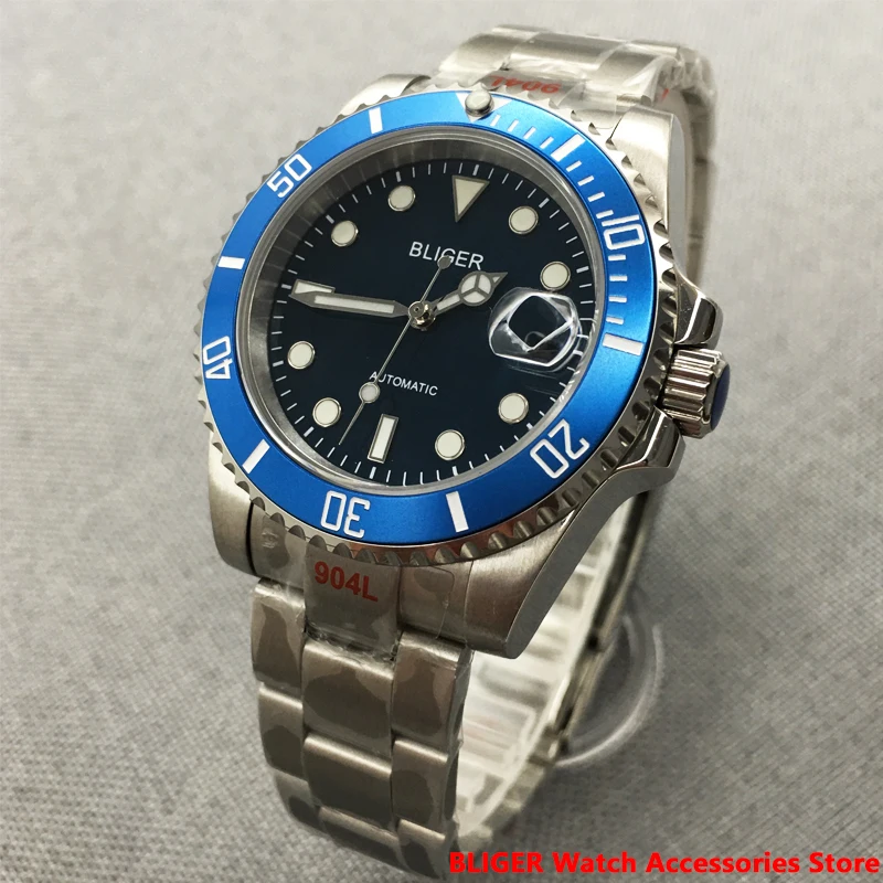 

BLIGER 40mm relogio masculino Aseptic Mechanical Watch Ceramic Bezel Sapphire Glass Black Dial Automatic Watch Mechanical Watch