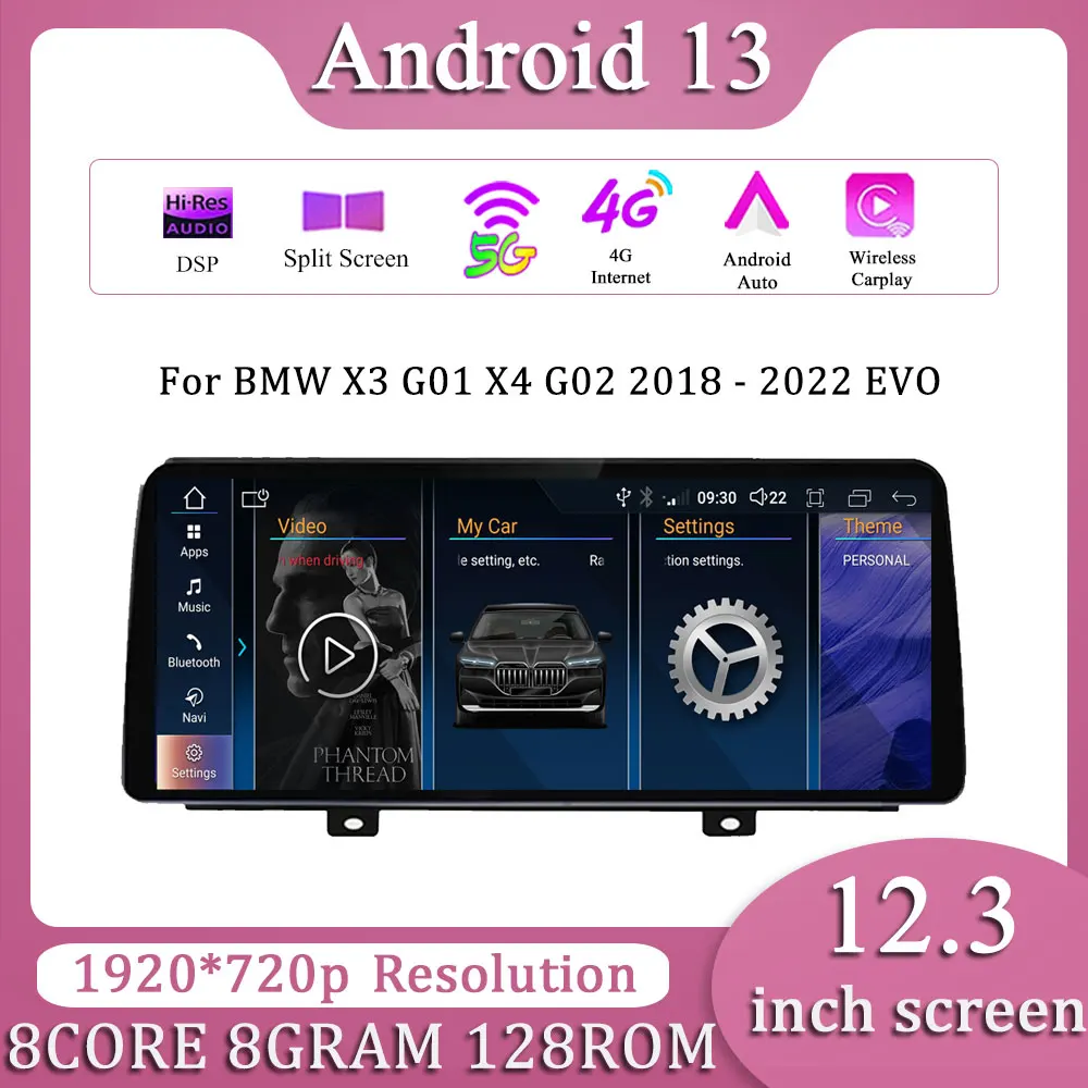 

12.3'' Pemutar Multimedia otomatis untuk For BMW X3 G01 2018-2022 EVO sistem pemutar Multimedia Radio navigasi GPS 4G WIFI