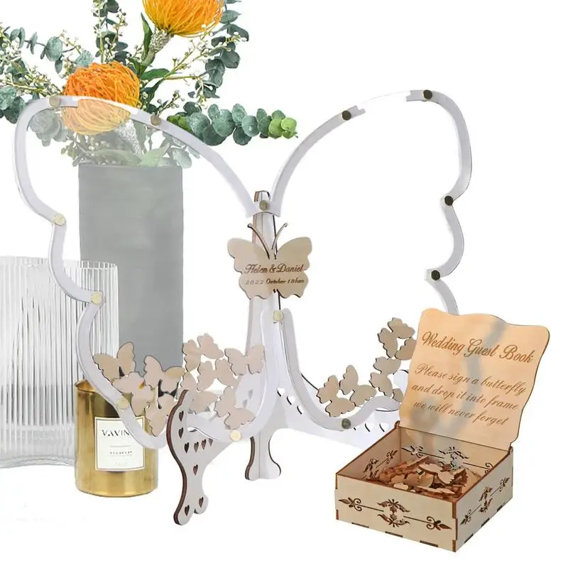 

Свадебная Гостевая книга, свадебная книга с записью бабочек для детей в деревенском стиле, детская книга для заказа, рамка для дисплея