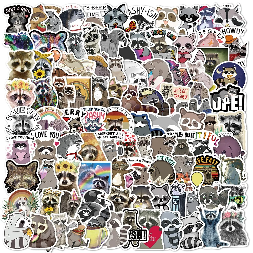 10/50/100pcs 2022 New Cartoon Raccoon Stationery Sticker Waterproof Decals Scrapbooking Planner Diary Stickers Kids Toys - купить по