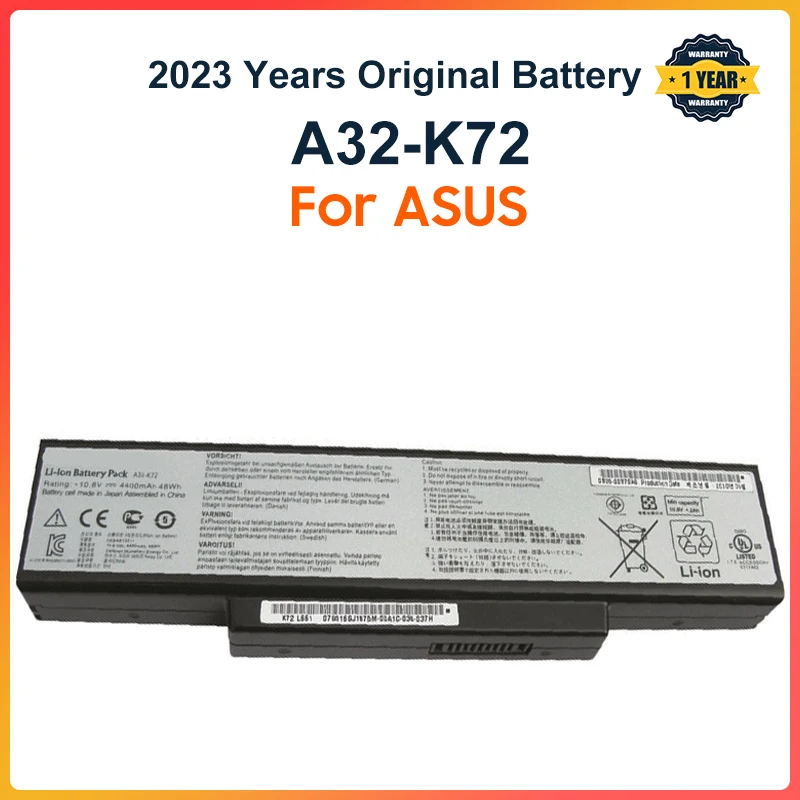 A32-K72 Аккумулятор для ноутбука ASUS K72Y K73 K73B K73BR K73BY K73E K73J K73JK K73S K73SD K73SJ K73SM K73SV K73T