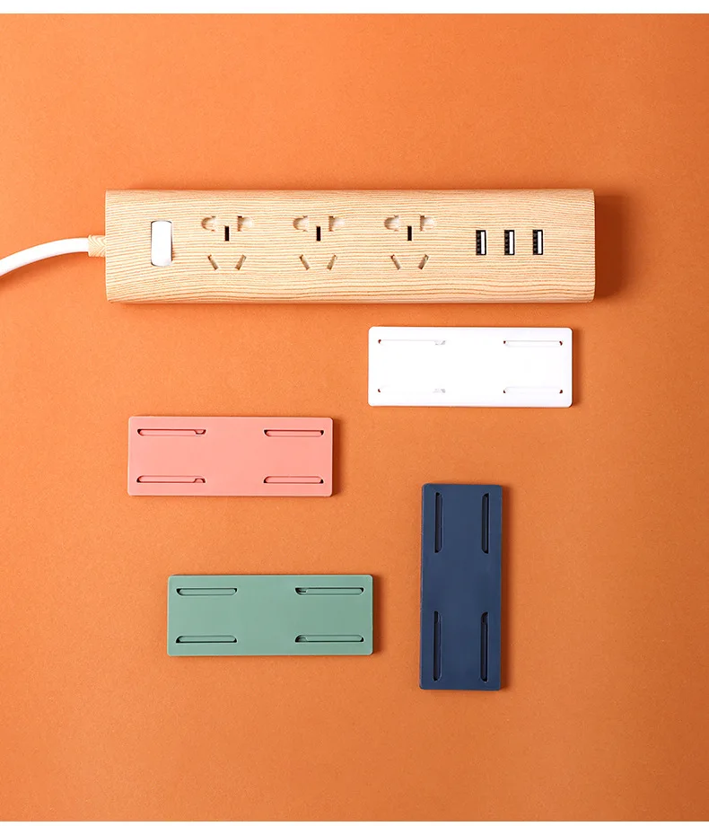 

No Trace Self-Adhesive Row Plug Retainer Wall Patch Panel Wall Mount Cable Organizer Free Punching Self-adhesive Plug Strip Boar