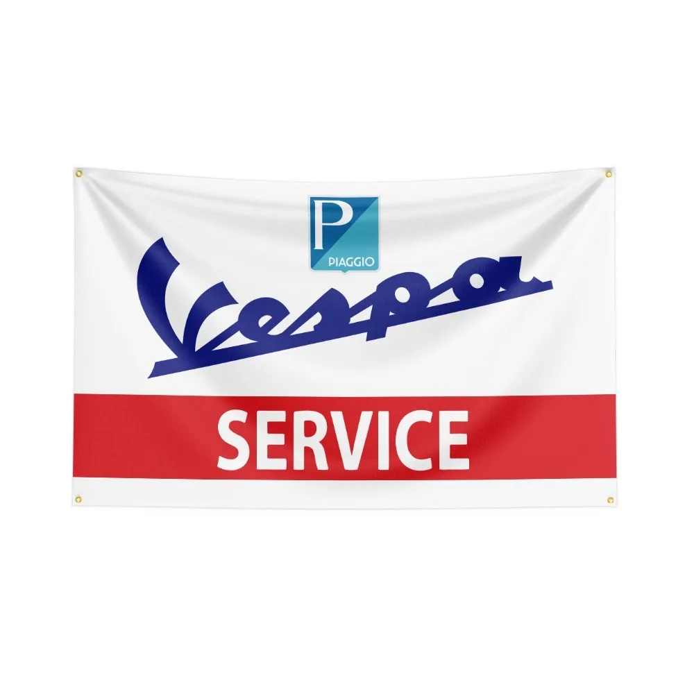 Фото 3x5 футов Vespa сервис мотоциклетный флаг полиэстер цифровой печатный мото баннер №2