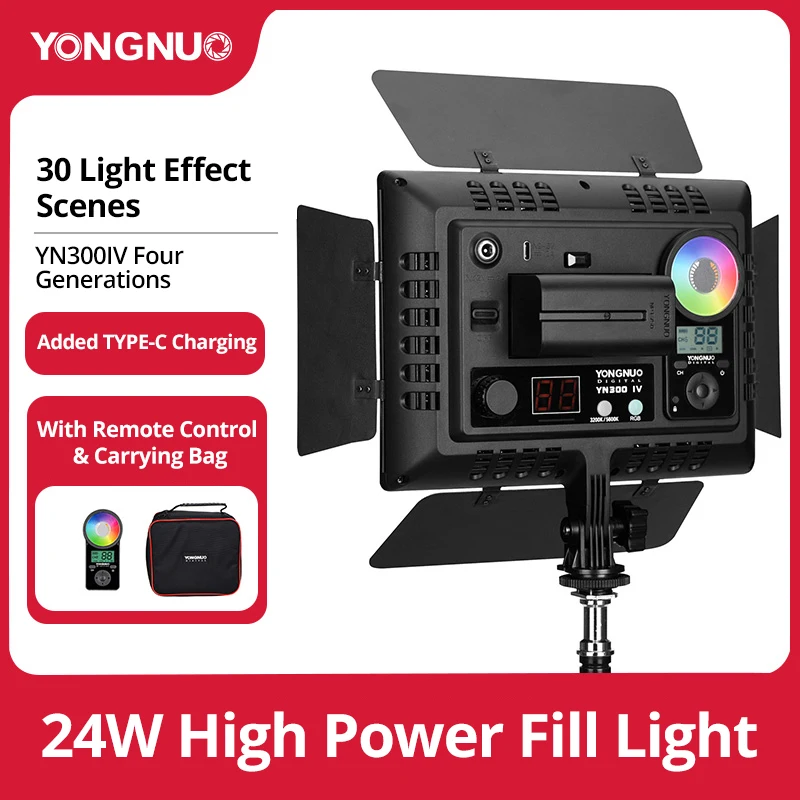 

Светодиодсветильник лампа для видеосъемки YONGNUO YN300 IV RGB 5600K, лампа заполняющего света с дистанционным управлением, ламсветильник для макияжа...