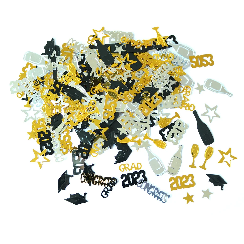 

15g/Pack Gold Black Bachelor Hat Round Glitter Paper Confetti 2CM Graduation New Year Party Decor Bachelor Cap Grad Congrats