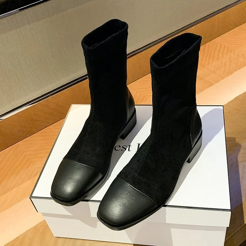 

Fashion Genuine Leather Women's Ankle Boots 2022 Autumn Winter High Heels Pumps Retro Wedding Night Club Shoes Woman
