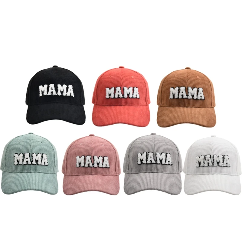 

Mama Letter Embroidery Parent-Child Outdoor Baseball Cap Sun Protection Women Corduroy Adjustable Dad Hat Snapback