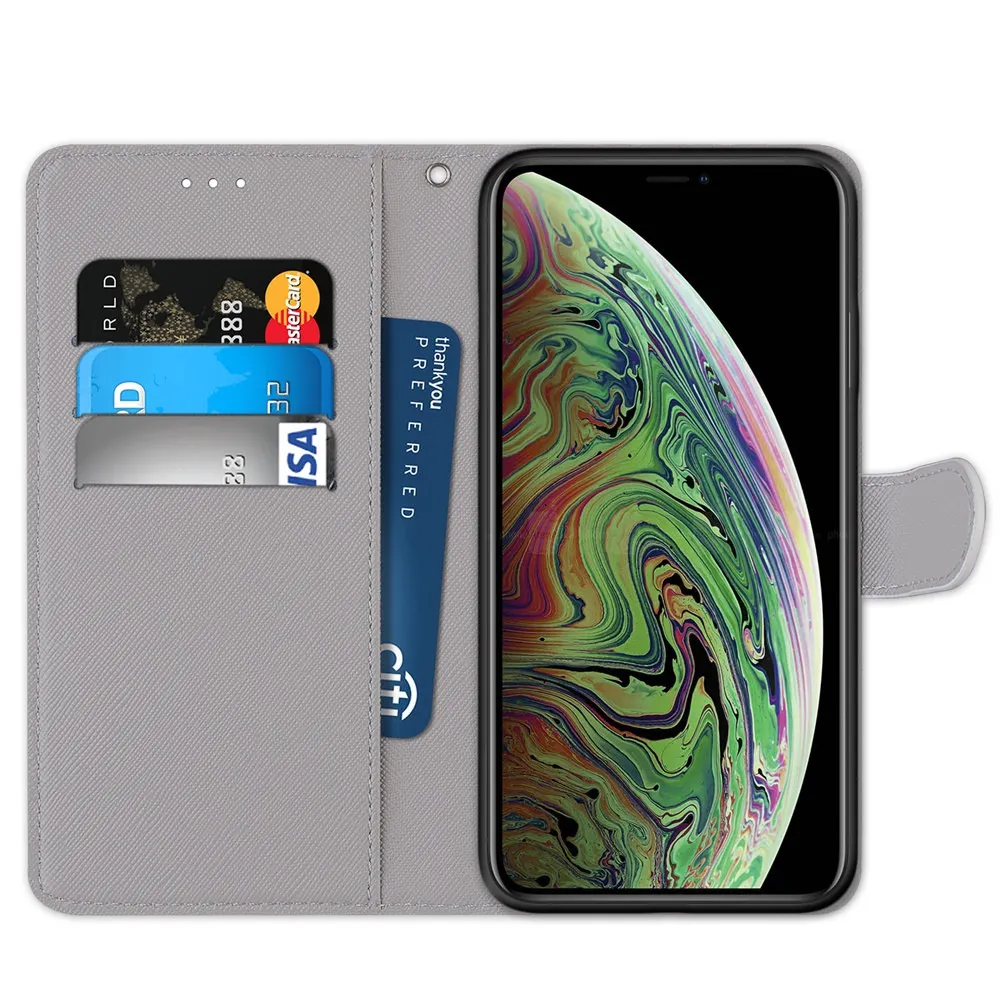 Lovely Cat Wolf Pattern Wallet Flip Cases For Redmi 4X 6 6A Note 4 4X 5 5A 6 7 8 10 11 Pro 10S 11S Card Holder Stand Book Cover