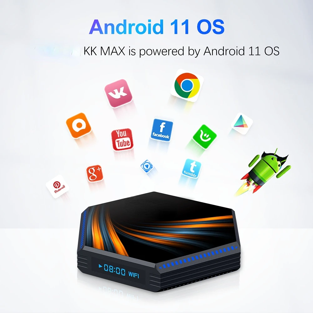 

2022 Newest KK MAX Smart TV Box Android 11.0 8GB 64GB 128GB 4GB 32GB RK3566 2.4G&5Ghz WiFi 1000M BT 4.1 4K 8K TV BOX Set Top Box