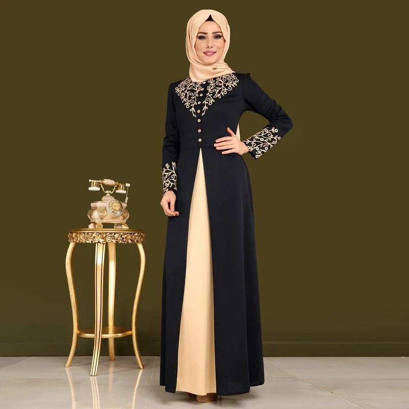 Bronzing Muslim Dress Abayas for Women Caftan Marocain Kaftan Islam Dress Eid Mubarak Ramadan Robe Dress Abaya Dubai Robe Abayas