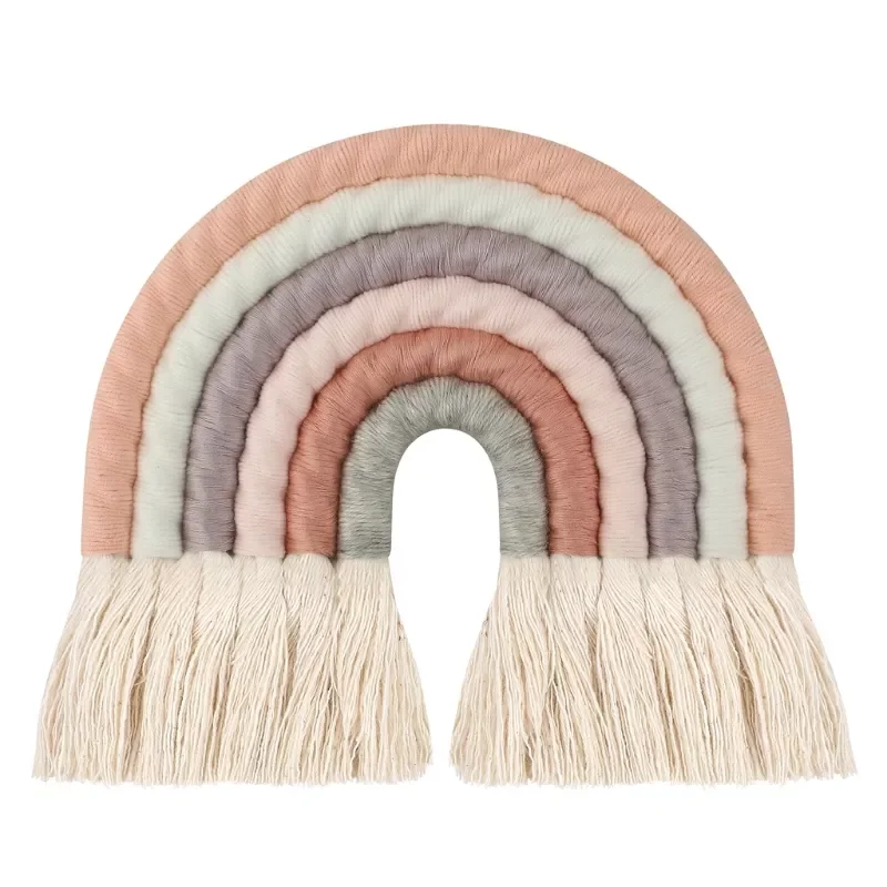 

INS Hand-woven Rainbow Wall Hanging Ornaments Nordic Baby Bed Kids Room Decoration Nursery Decor Photo Props
