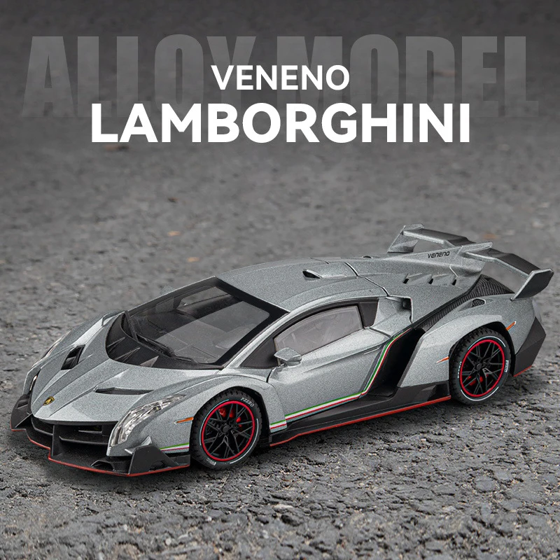1:24 Lamborghinis Veneno Supercar литой игрушечный автомобиль, модель автомобиля со звуком и бриллиантами, коллекционные игрушки, подарок на день рождения