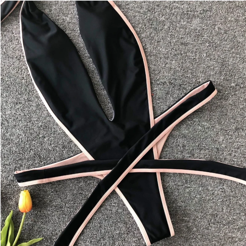 Women's One Piece Swimsuit Cutout Tie Front Ruched Thong Backless Bathing Suits Monokini