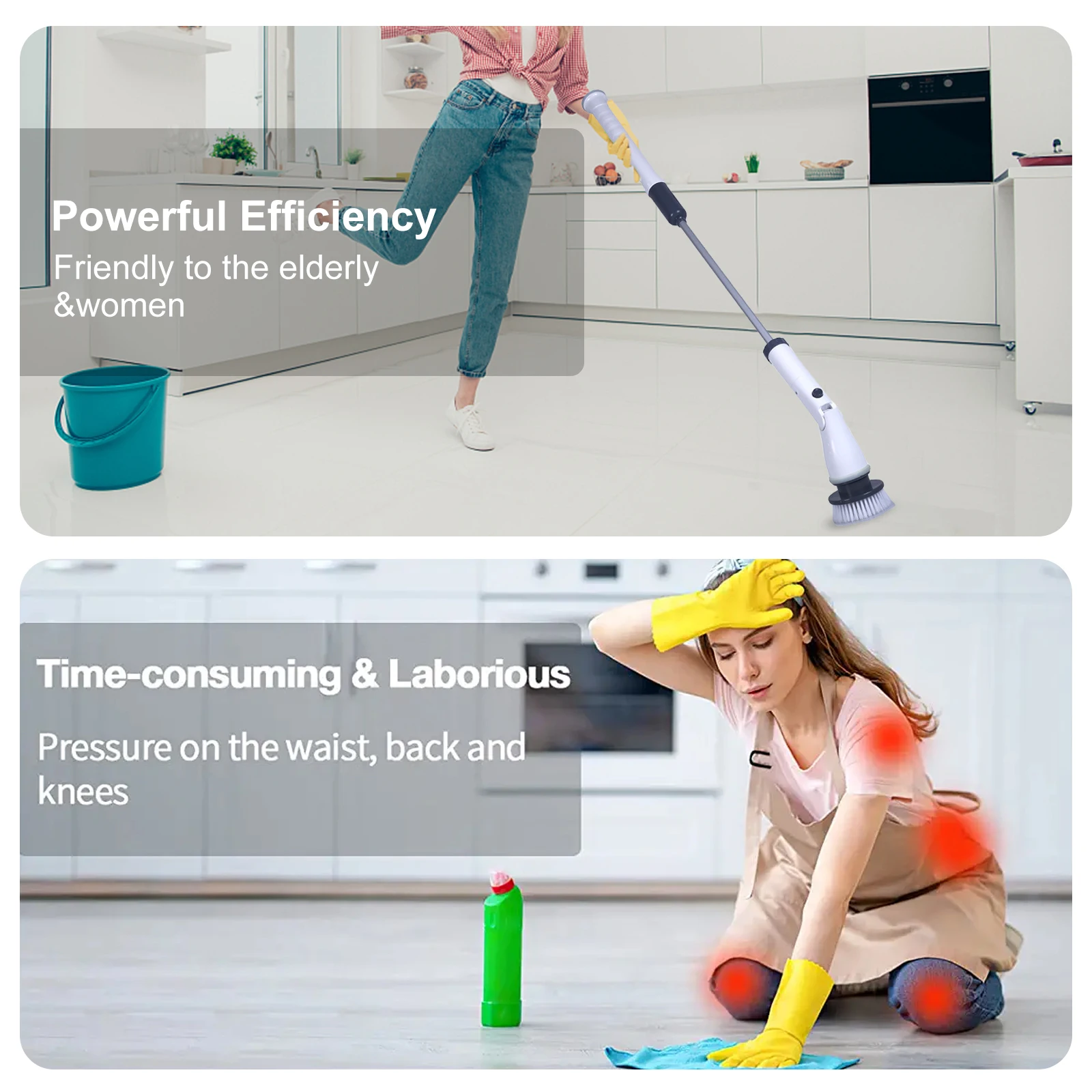 

Электрическая щетка для чистки с 3 сменными насадками, USB-устройство для очистки стен, водонепроницаемая компактная щетка для кухни и ванной...