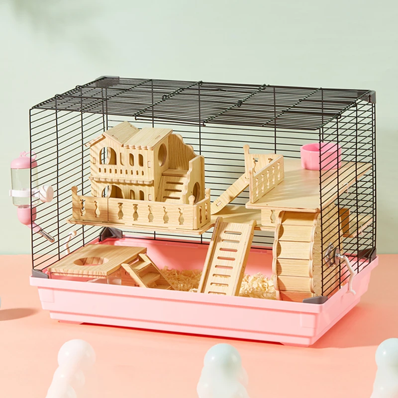 

Pet Supplies Hamster Cage Small Animal Hedgehog Rabbit Guinea Pig Double-layer Cage Large Villa Swing Stairs Bag Toy Set Accesso