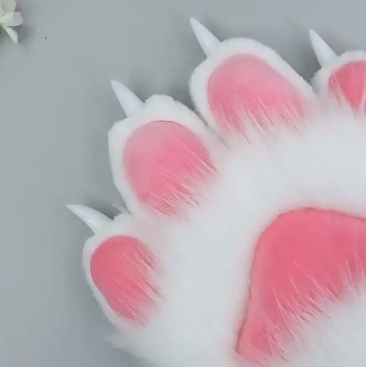 1pair Fursuit Paws Furry Partial Fluffy Gloves Faux Fur Costume Accessories Gaint Mittens Bear Cat Fox Props for Kids Adults images - 6