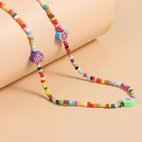 color printing love soft pottery glasses chain jewelry fashion rice beads flower mask anti skid rope accessories