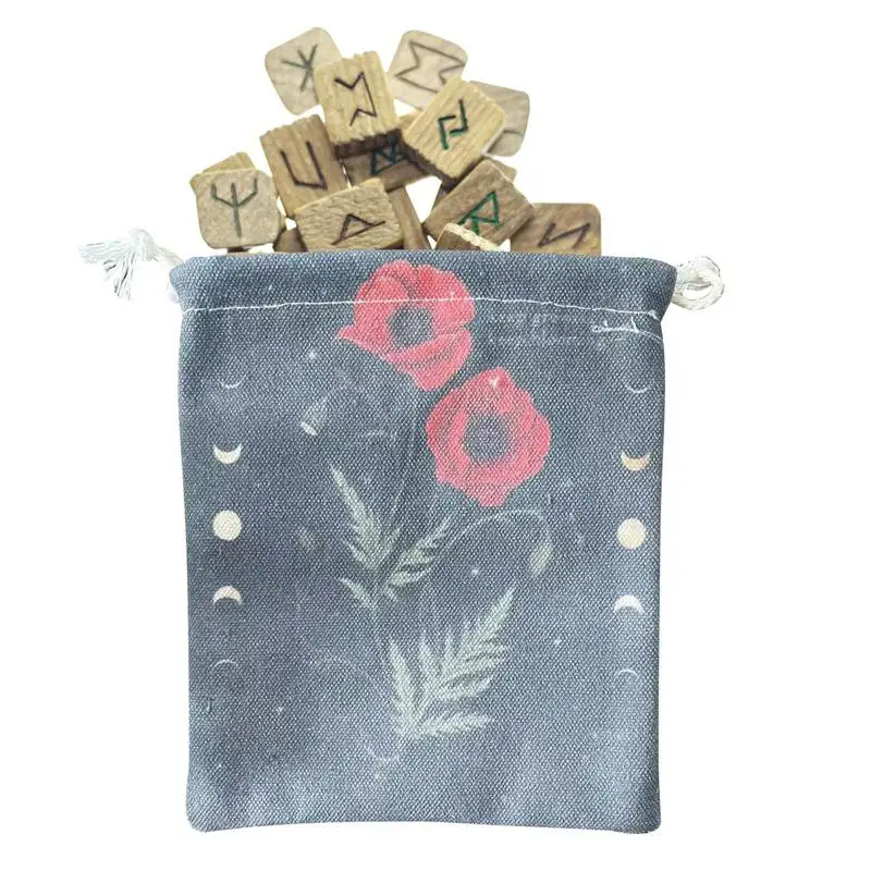 

Tarot Card Storage Bag Tarot Card Holder Flower Printing Small Gift Bags Storage Bag Drawstring Pouch Portable Gift Pouch Jewelr