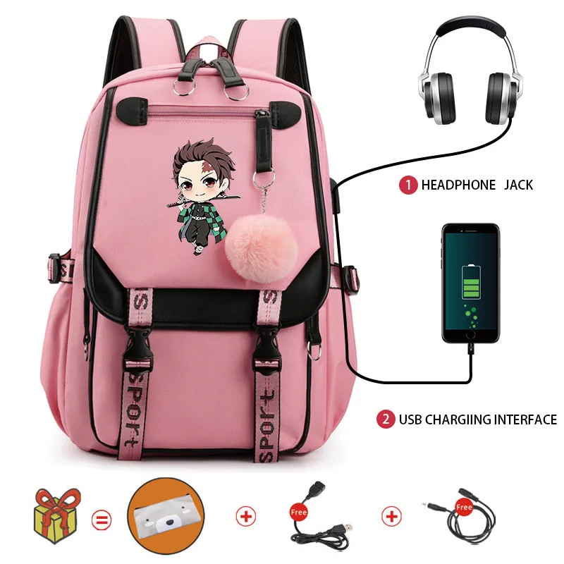 

Anime Backpack Men Demon Slayer Tanjirou Kawaii Cartoon School Bag for Adults Large Capacity Manga to Travel Daily Bookbags