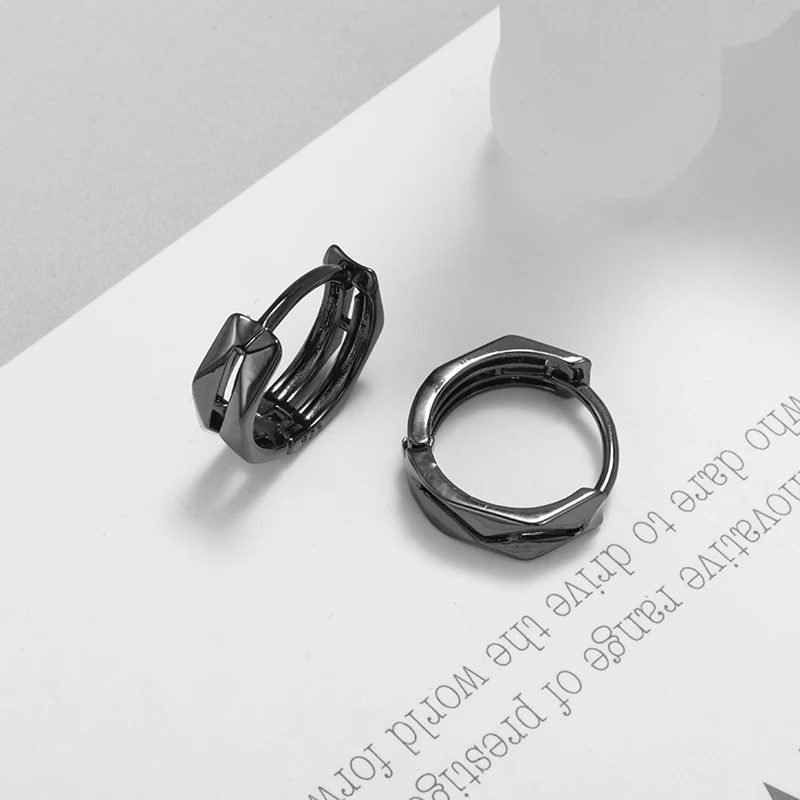 

High Quality Copper Hoop Earrings Fashion Geometric Hypoallergenic Earrings Men Hip Hop Rock Rap Cool Jewelry Accessories